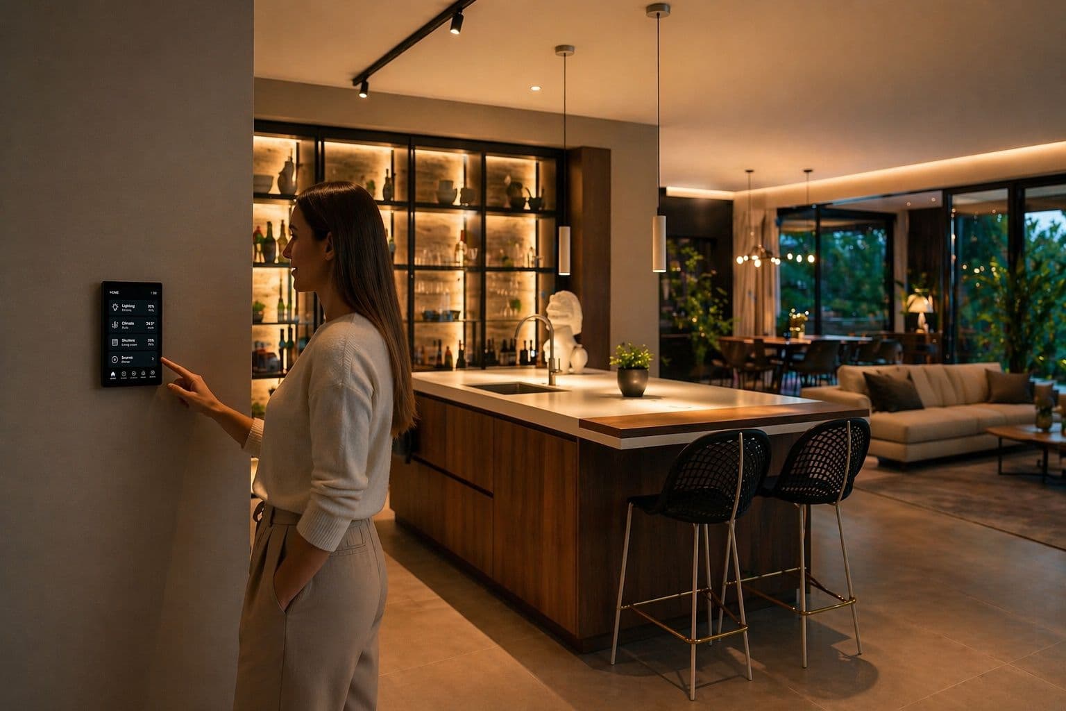 Smart Home, KNX wall control in a lived-in interior