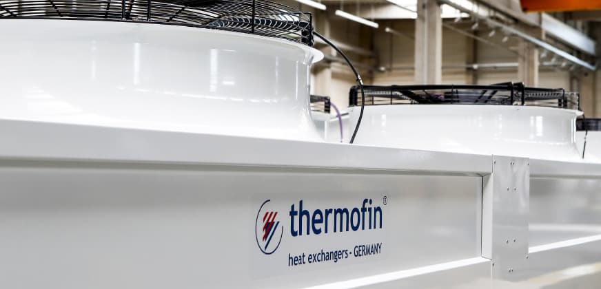 Thermofin dry cooler on an industrial roof
